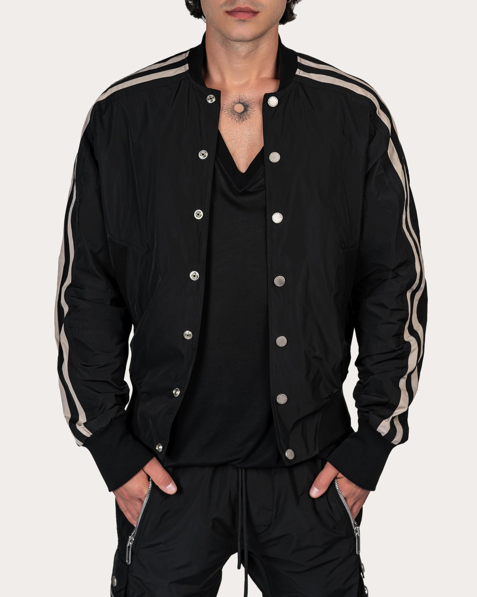 Vertical lines bomber jacket - J12984