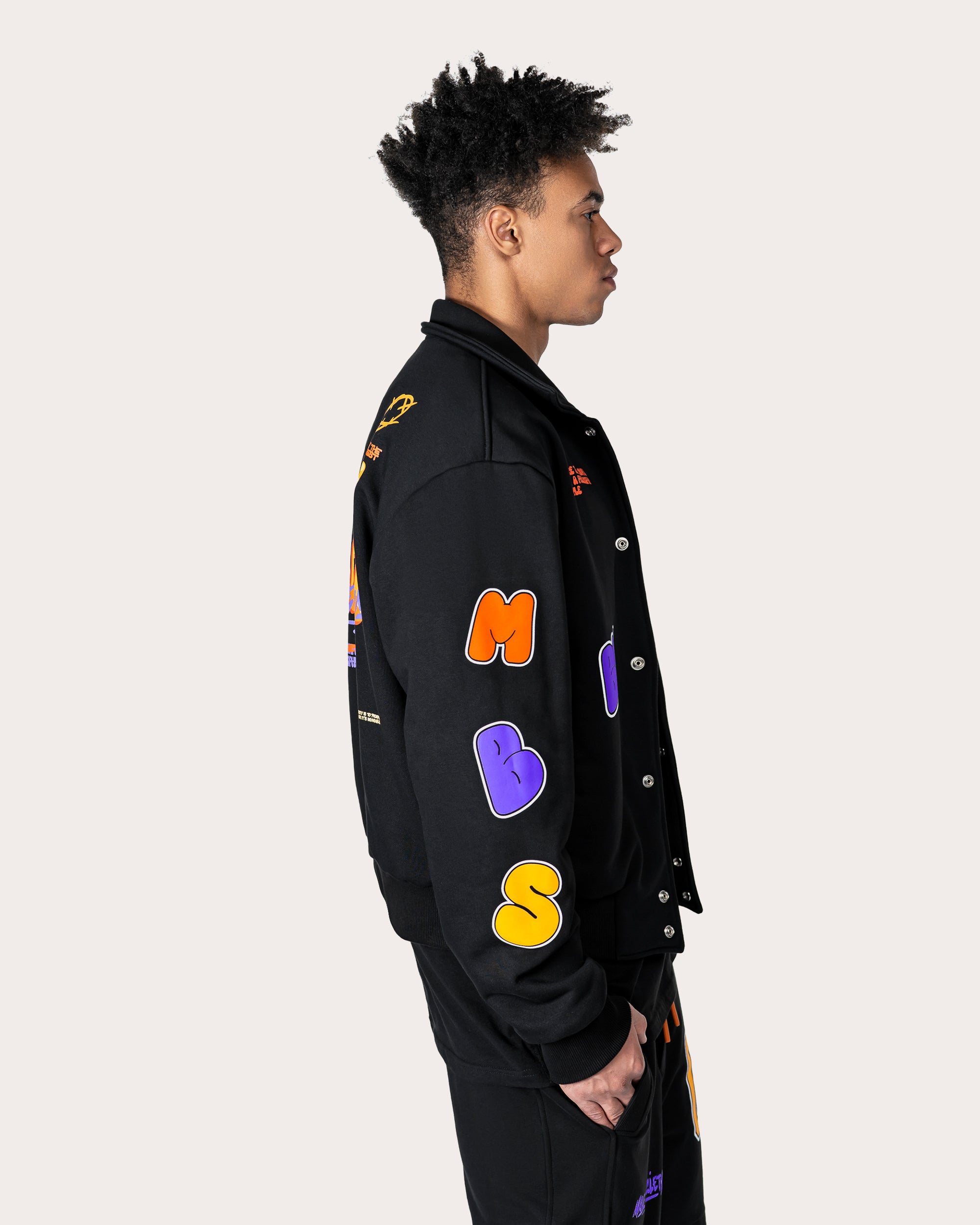 Color patch bomber jacket - J14289