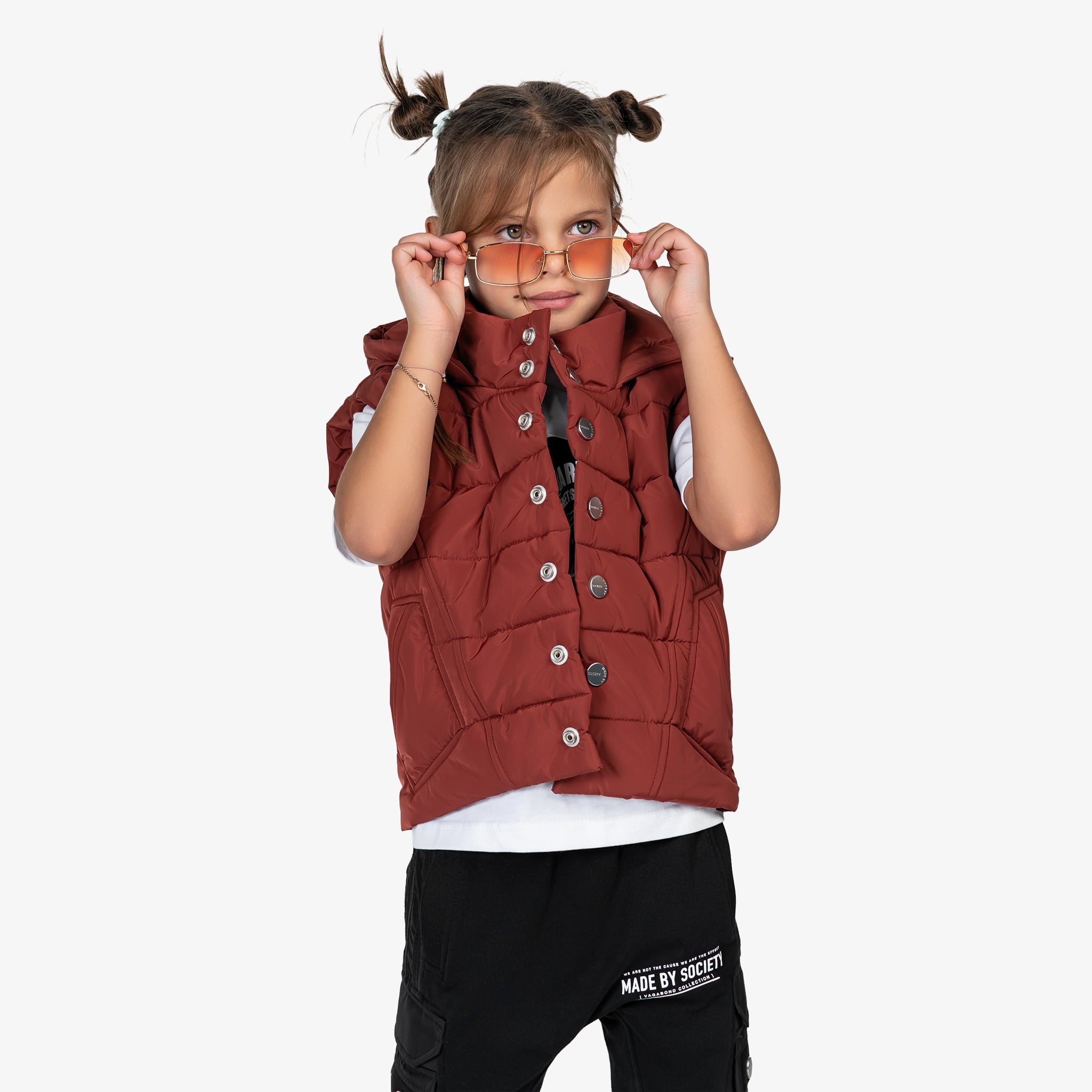 Stud hood vest - V33972