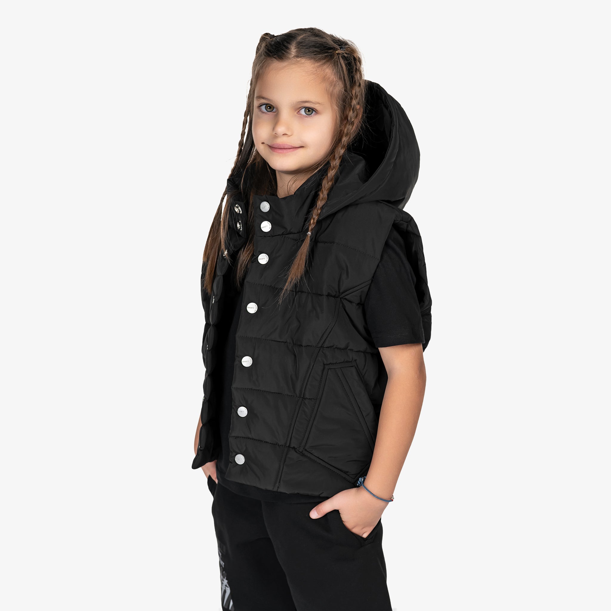 Stud hood vest - V34973