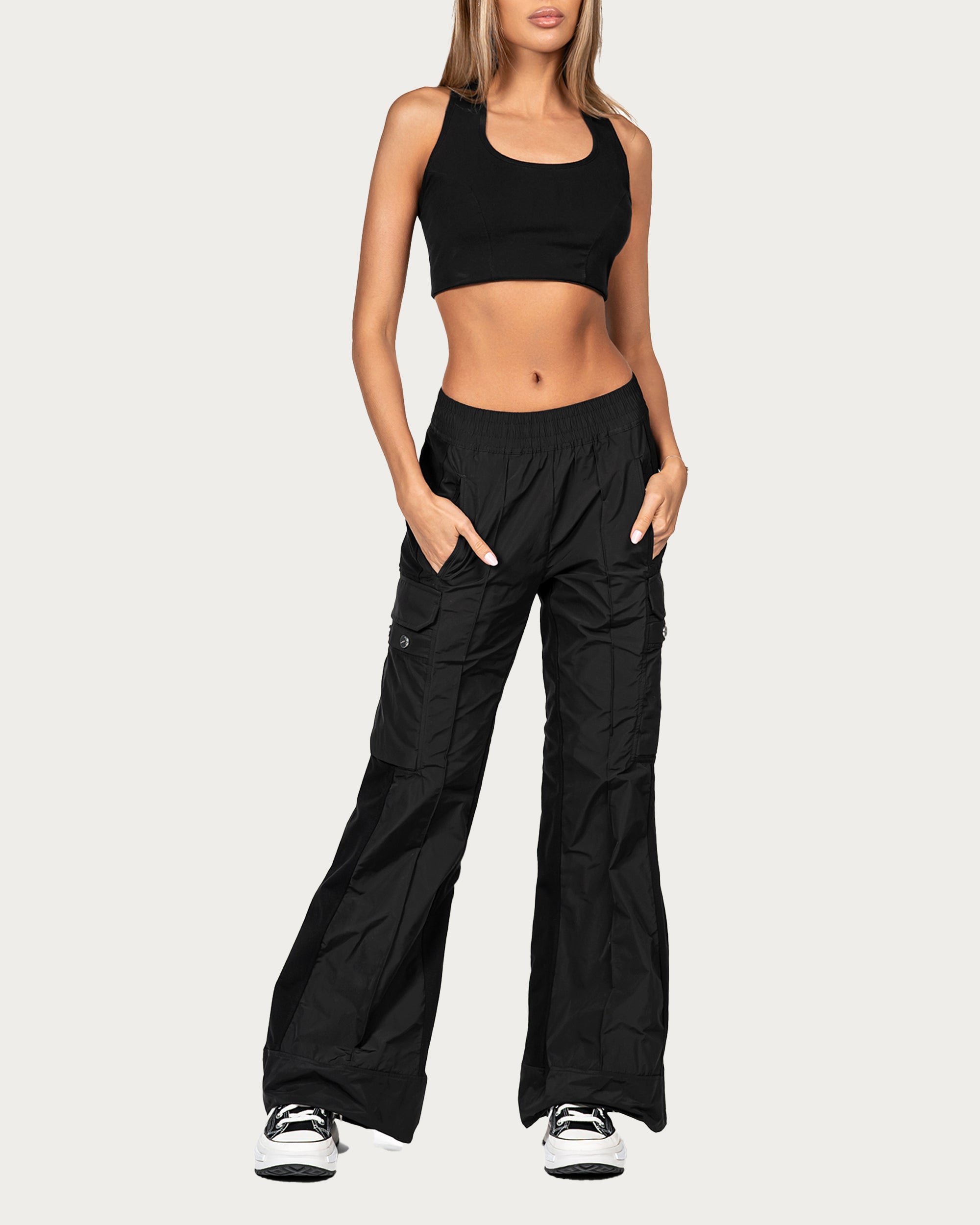 Wide leg cargo pants - P23845