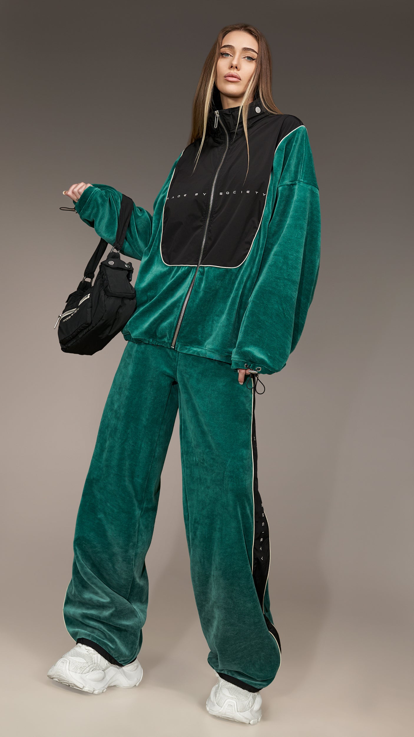 Pantaloni Emerald Velvet Flow