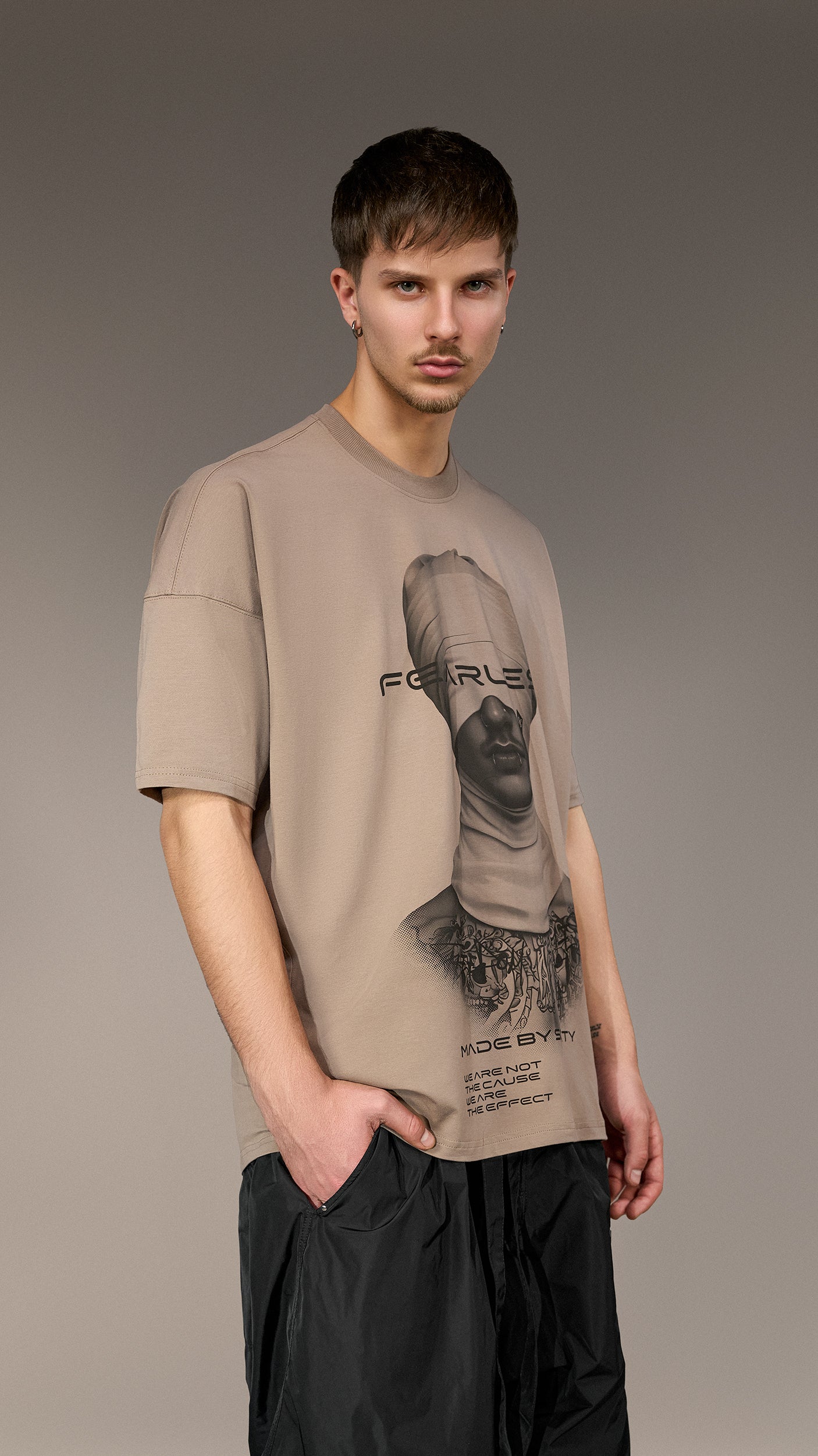 Oversized тениска „Fearless” от Made by Society - T15414